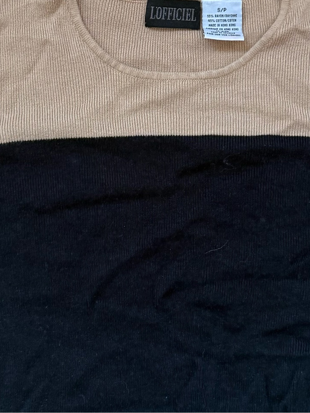 Vintage L’Officiel Colorblock Knit Sweater – Size Small – 90s Minimalist - Picture 3 of 3